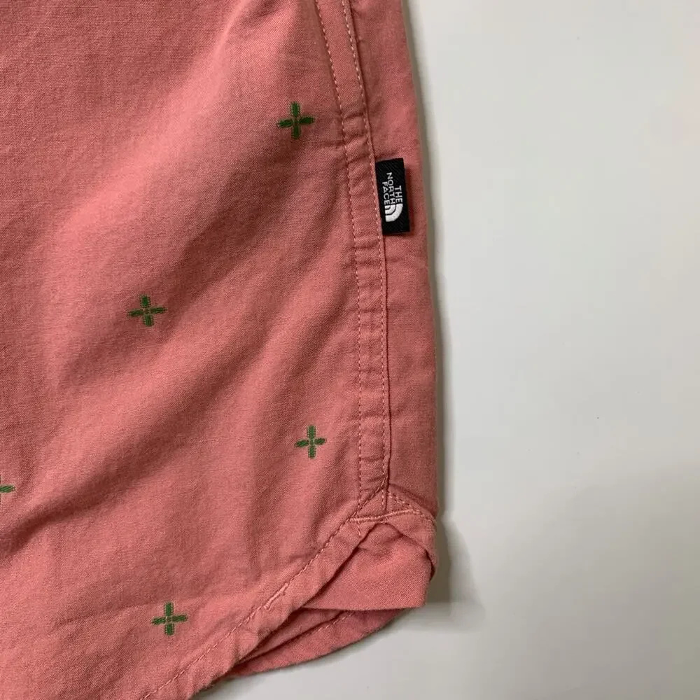 The North Face Shirt Mens L Large Peach Cotton Baytrail Jacquard Short Sleeve